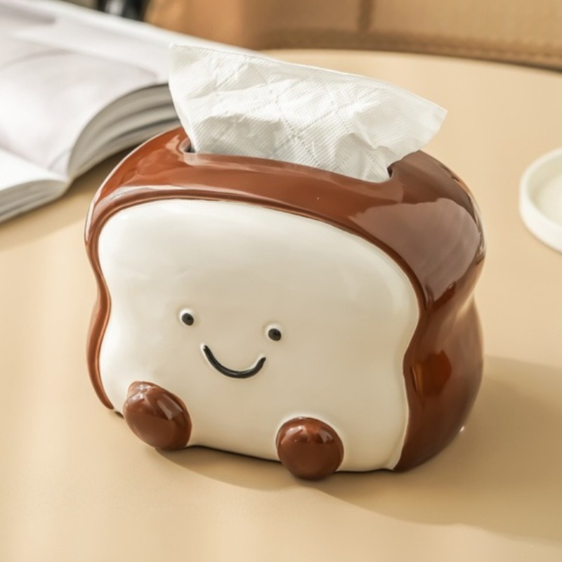 Home Bathroom Decor Ideas - Creative Cartoon Toast Ceramic Tissue Box