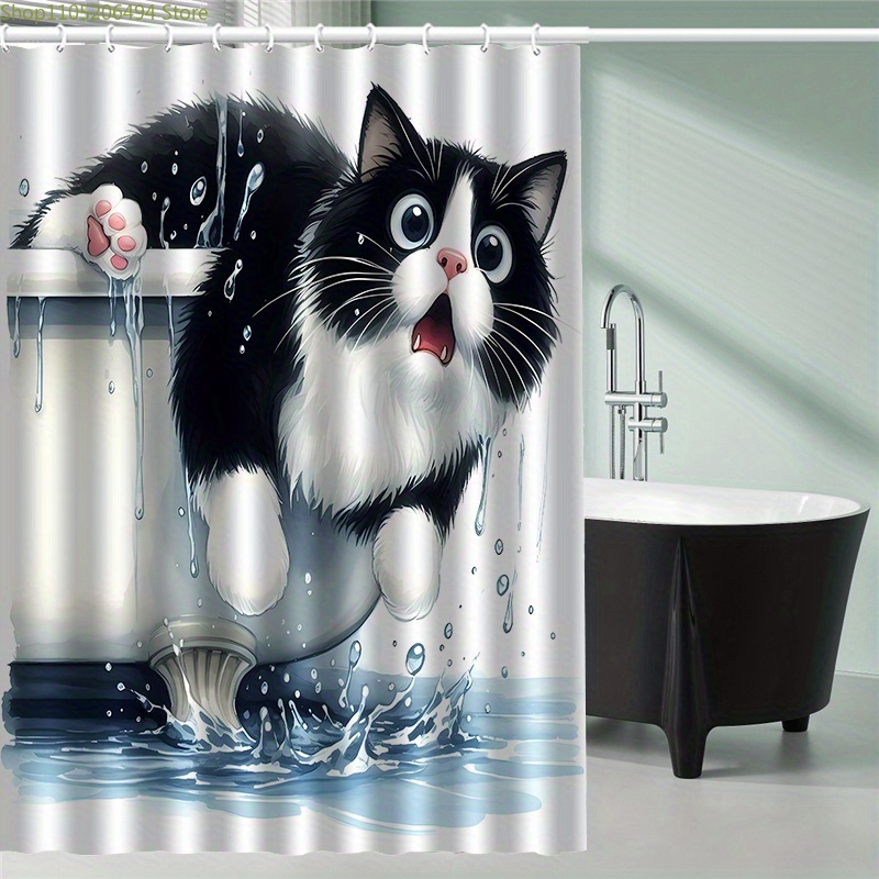 Home Bathroom Decor Ideas - Funny Cat Jumping from Bathtub Shower