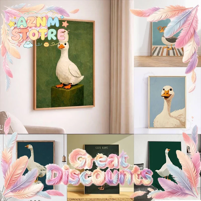 Home Bathroom Decor Ideas - Duck Goose Poster, Funny Bathroom Wall