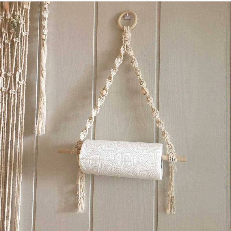 Tiny Home Bathroom Kit - Macrame Paper Towel Holder Macrame Wall