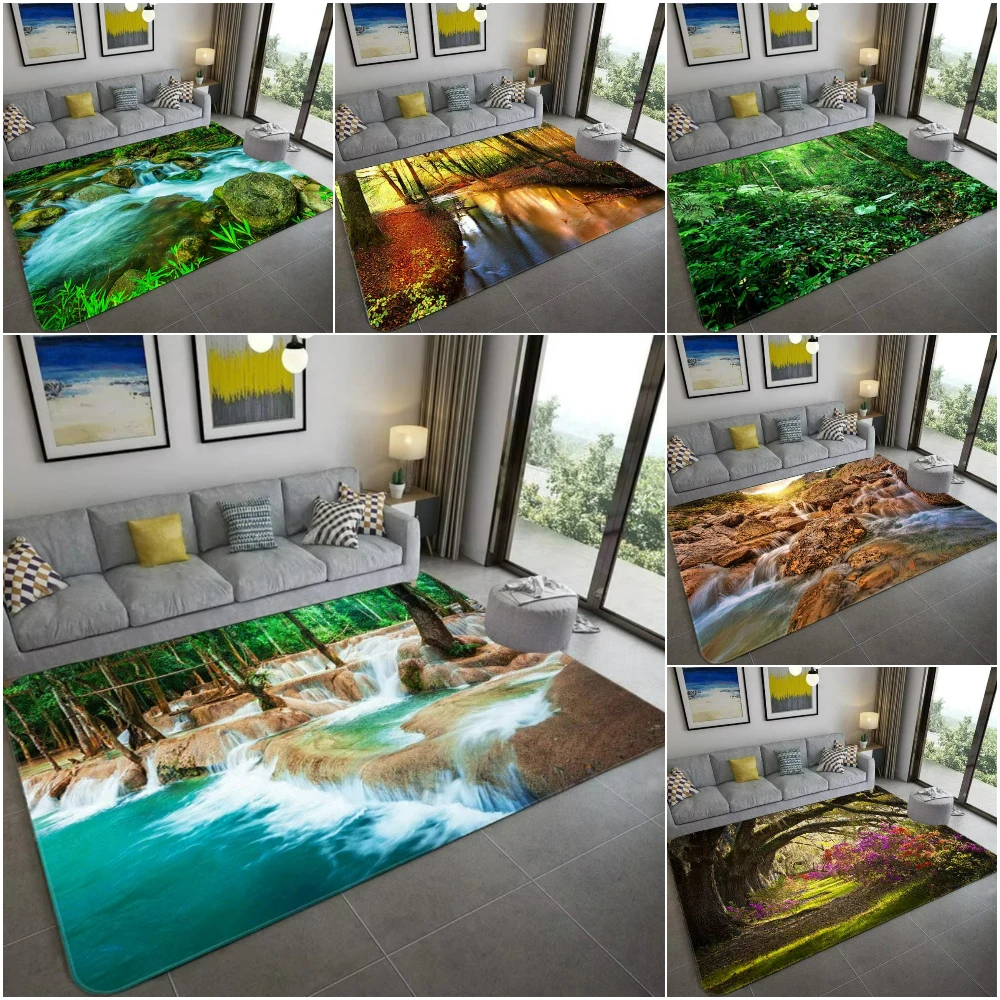 Home Bathroom Decor Ideas - Nature Inspired 3D Scenery Carpet Soft