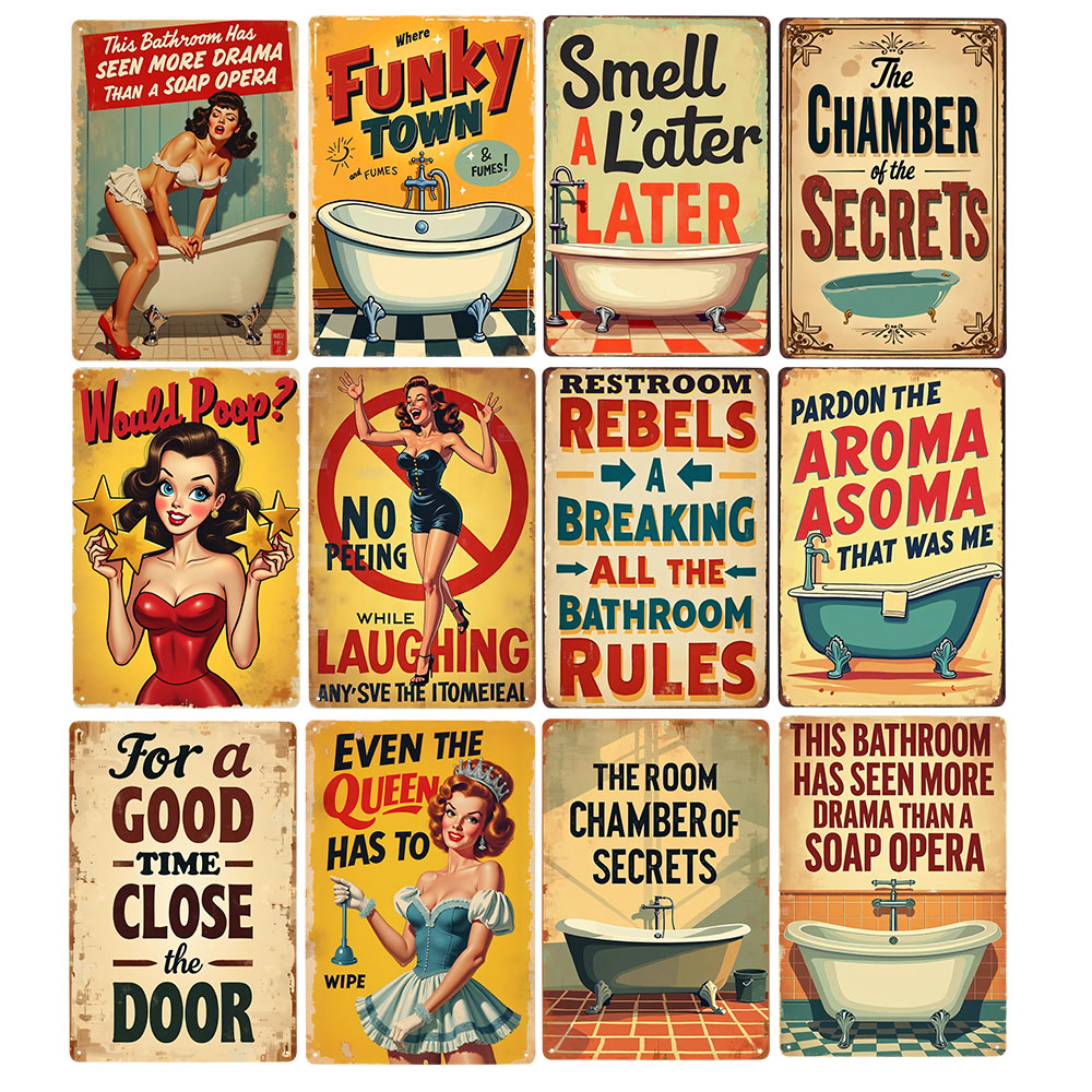 Funny Bathroom Rules Vintage M - Home Bathroom Decor Ideas 评论和价格