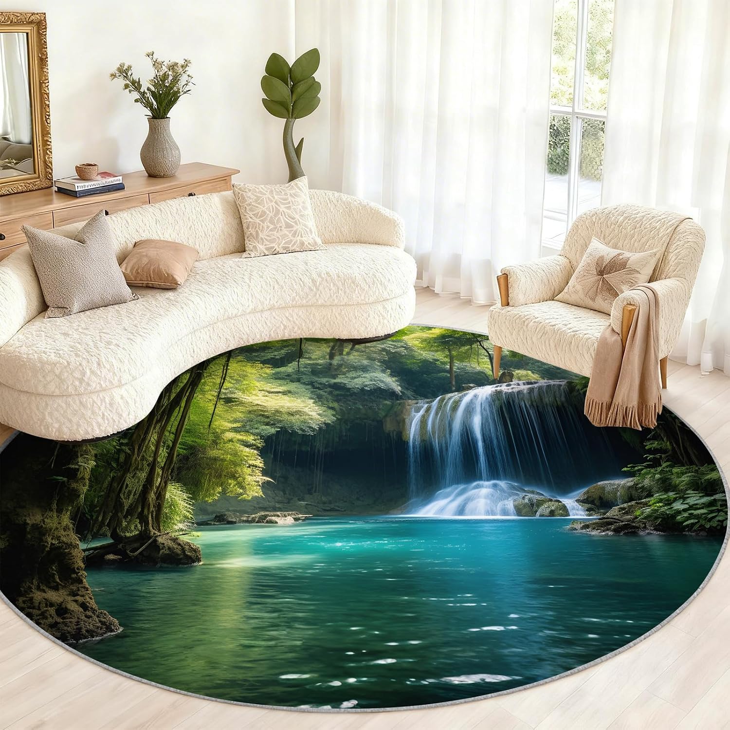 Luxury Round Waterproof Area R - Home Bathroom Scene 评论和价格