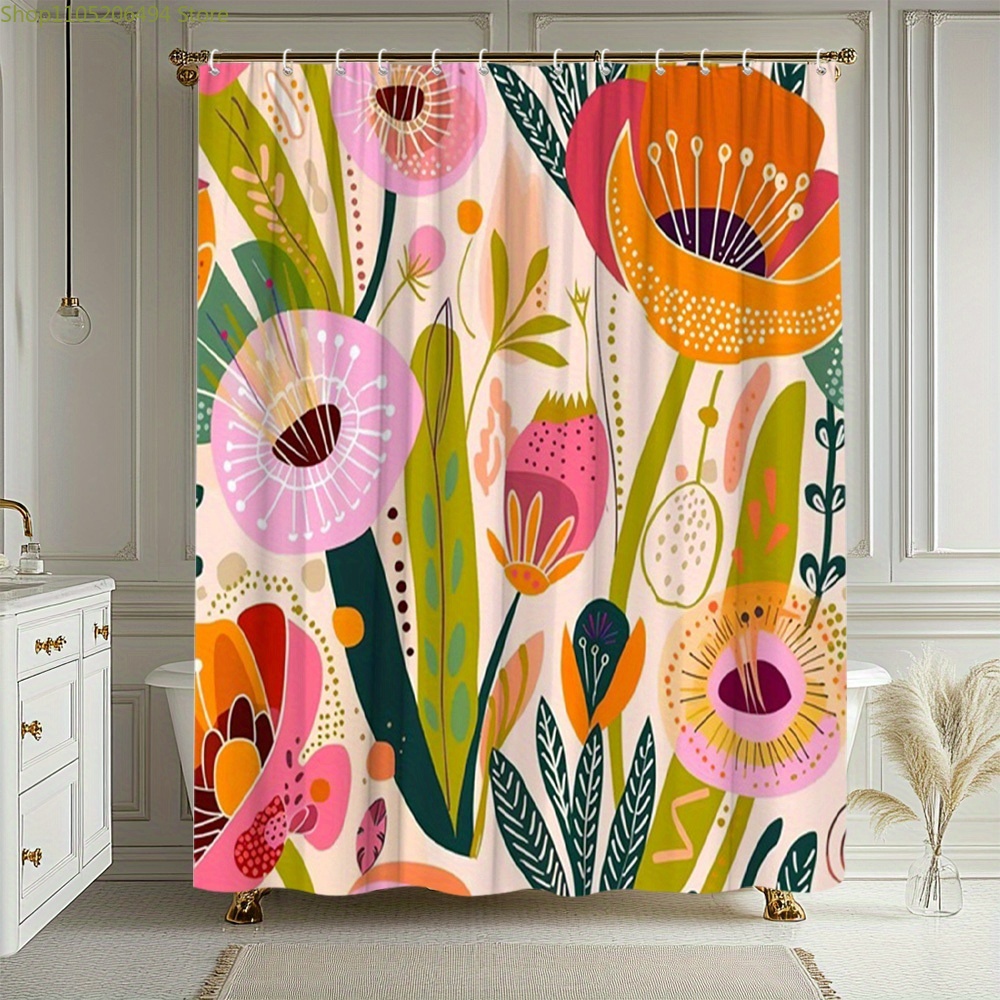 Vibrant Floral Pattern Shower  - Home Bathroom Decor Ideas 评论和价格