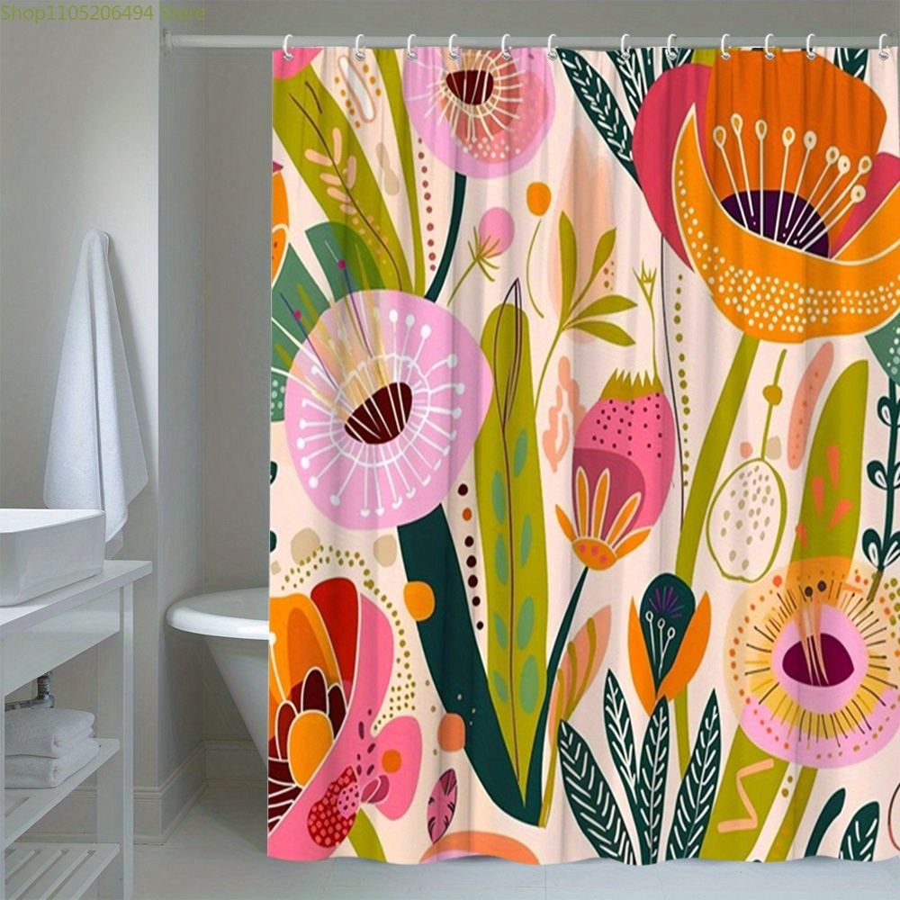Vibrant Floral Pattern Shower  - Home Bathroom Decor Ideas 评论和价格