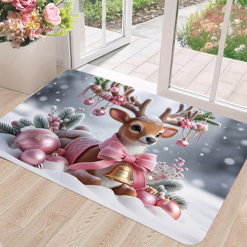Pink Christmas Reindeer Flanne - Home Bathroom Scene 评论和价格