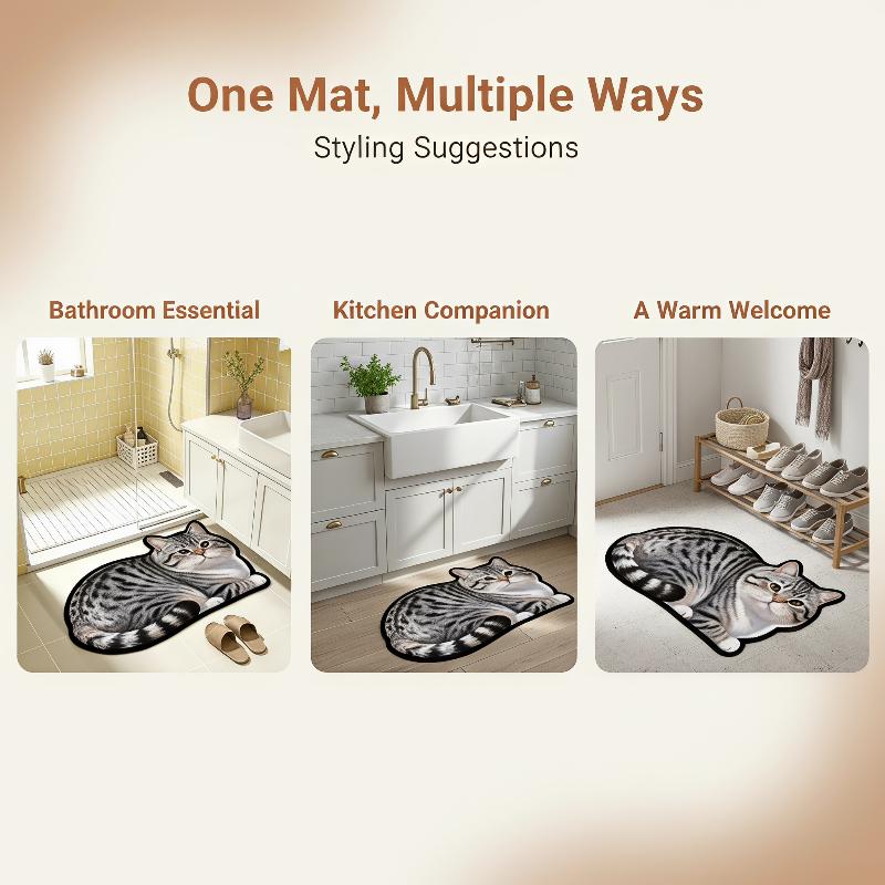 Diatomite Bath Mat Lovely Cat  - Home Bathroom Decor Ideas 评论和价格
