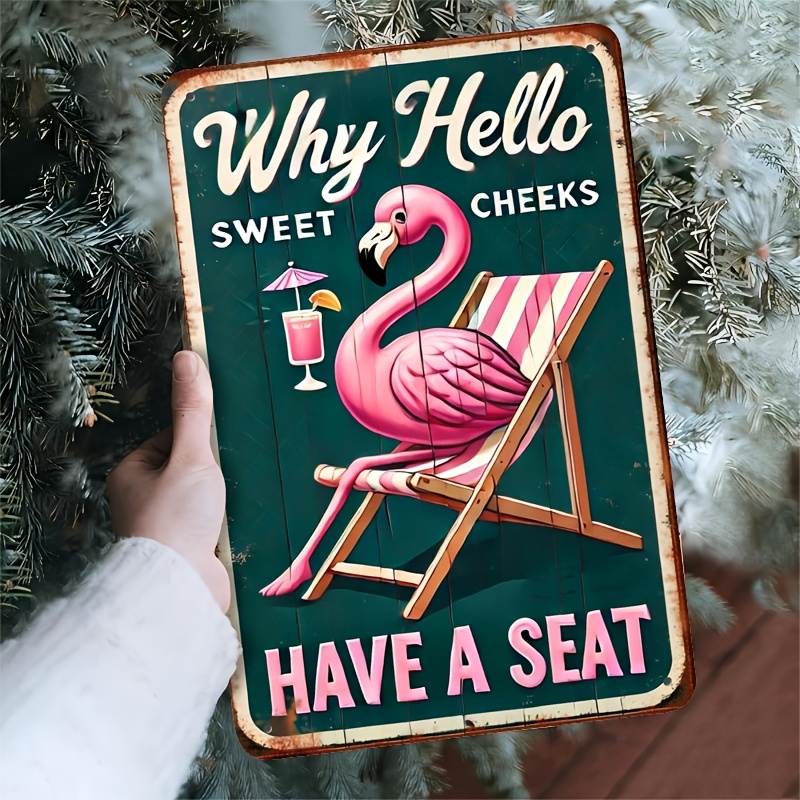 Room Decor  Flamingo Metal Sig - Home Bathroom Sign 评论和价格