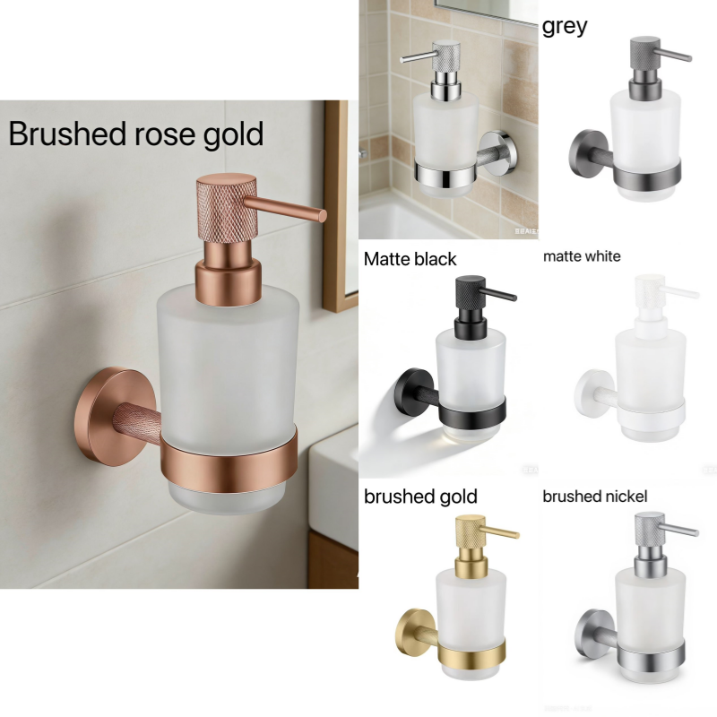 Brushed Nickel Brass Knurled W - Glass Soap Dish 评论和价格
