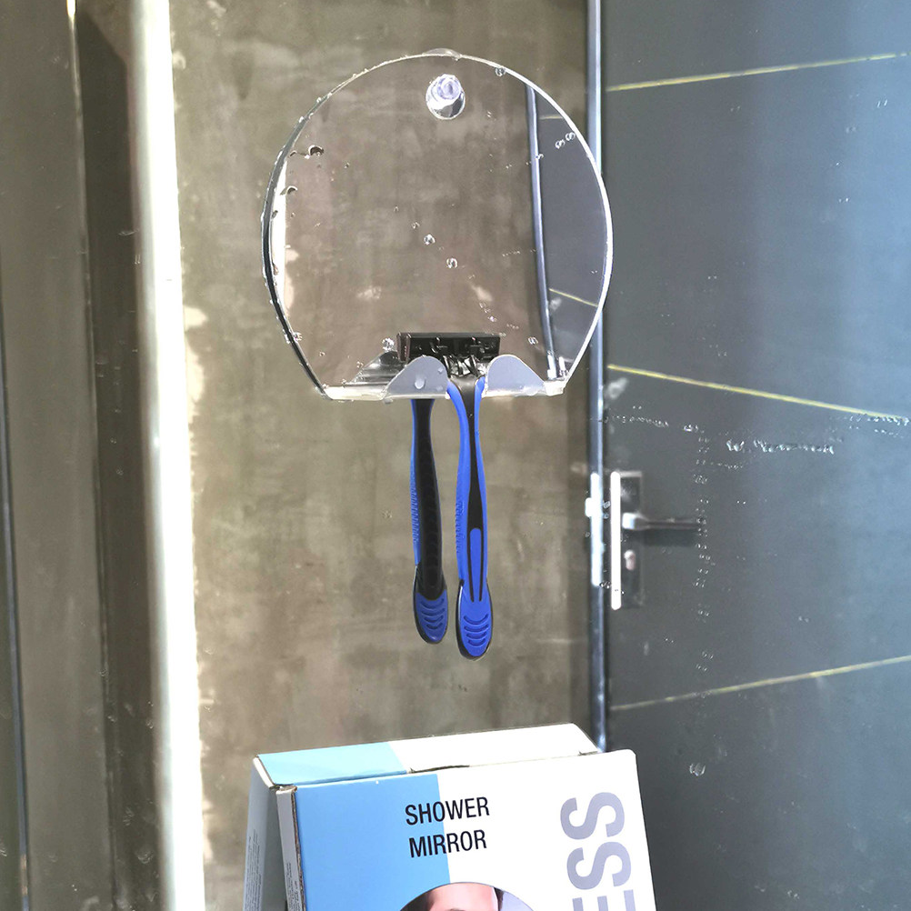 Round Silver Fog Free Bathroom - Shaving Mirror Suction 评论和价格