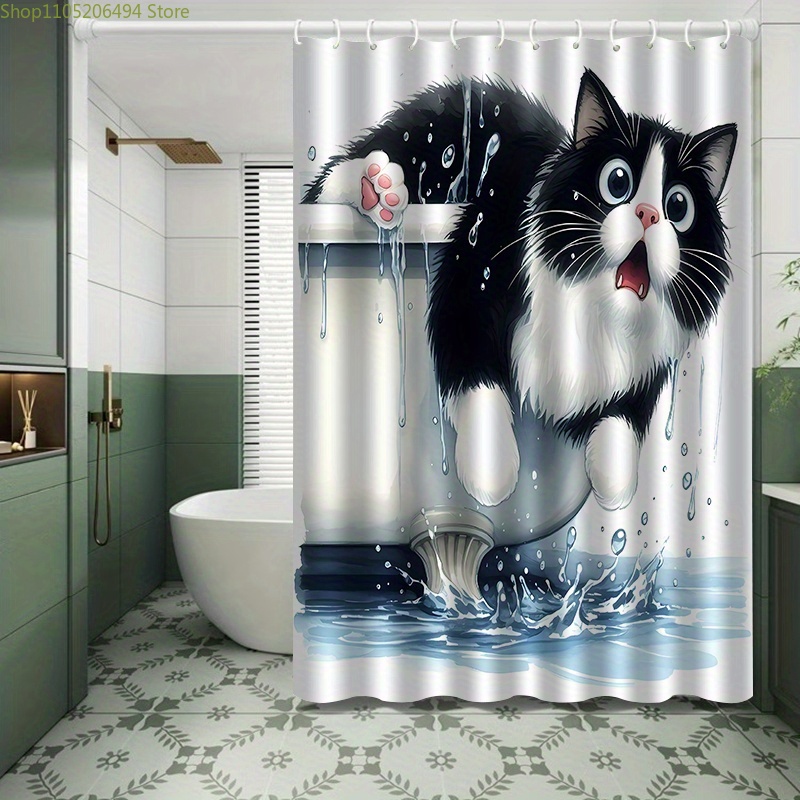 Funny Cat Jumping from Bathtub - Home Bathroom Decor Ideas 评论和价格