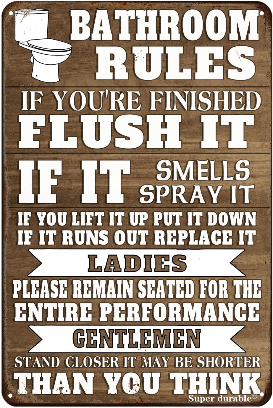Funny Bathroom Rules Metal Tin - Home Bathroom Sign 评论和价格