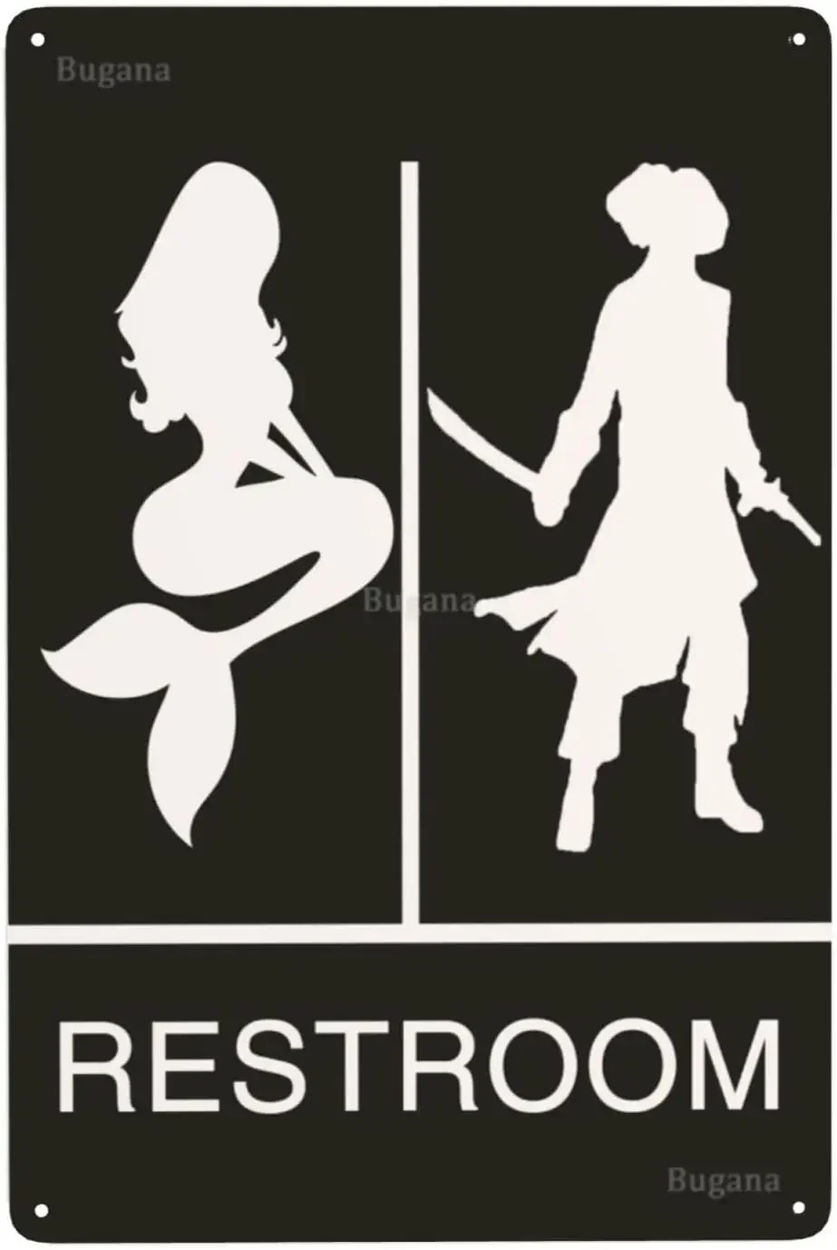 Mermaid Pirate Restroom Vintag - Home Bathroom Sign 评论和价格