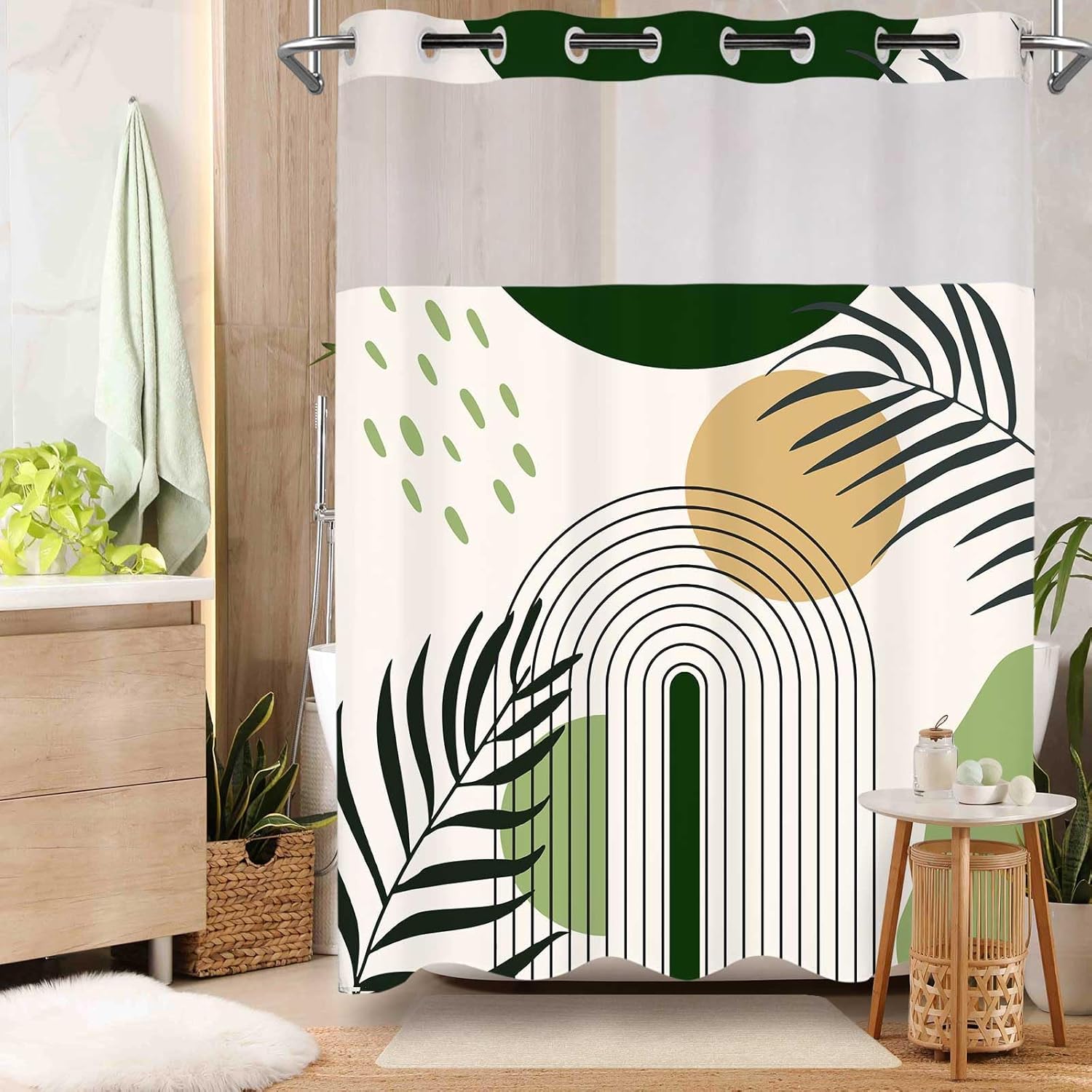No Hook Shower Curtain with Sn - Shower Curtain Liner 评论和价格