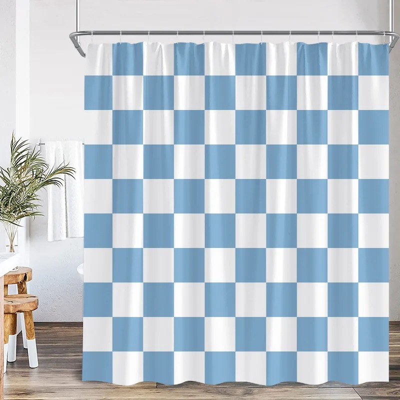 Black and White Check Shower C - Shower Curtain Liner 评论和价格