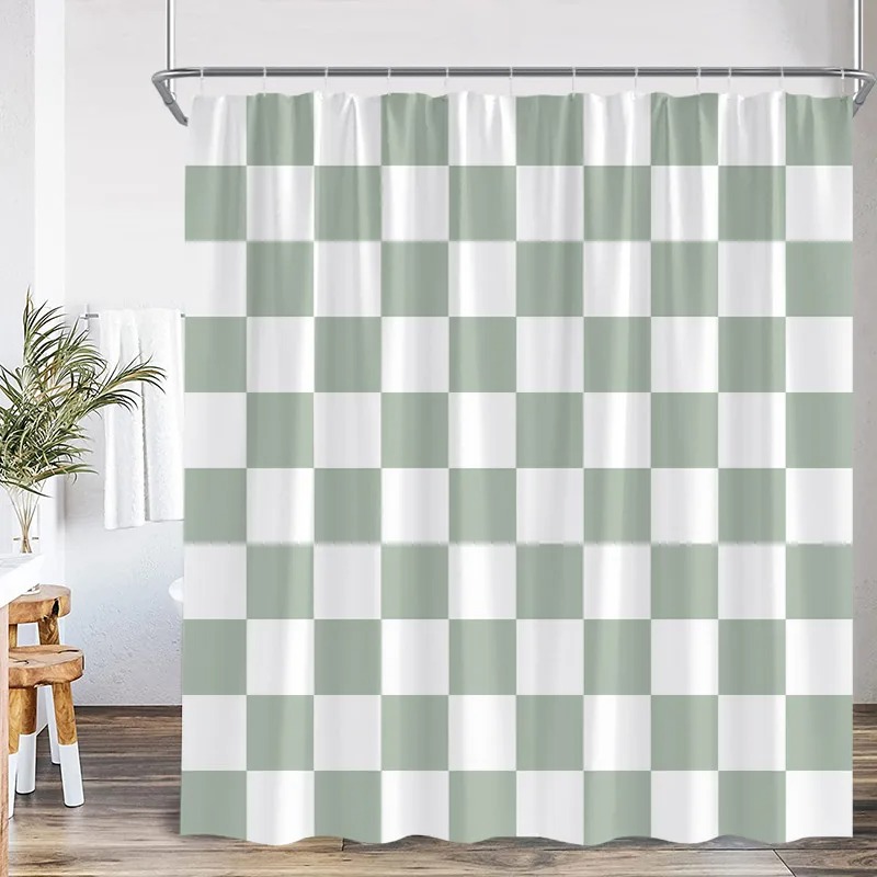 Black and White Check Shower C - Shower Curtain Liner 评论和价格