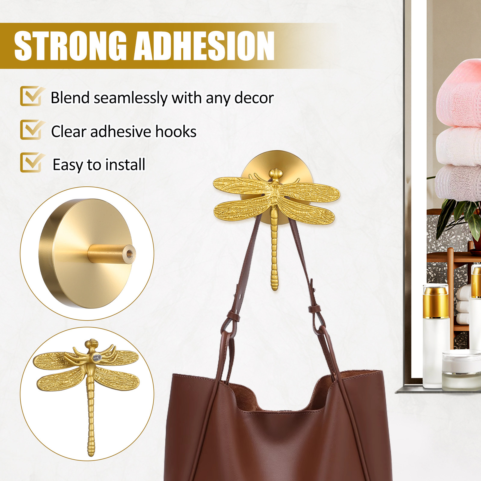 Wall Mounted Coat Hook Brass D - Home Bathroom Towels 评论和价格