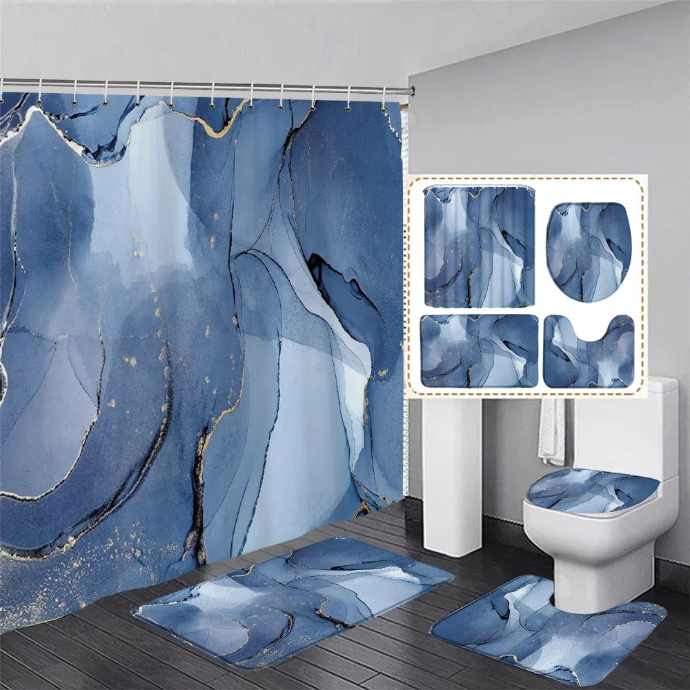 Black Marble Shower Curtain Se - Shower Curtain Liner 评论和价格