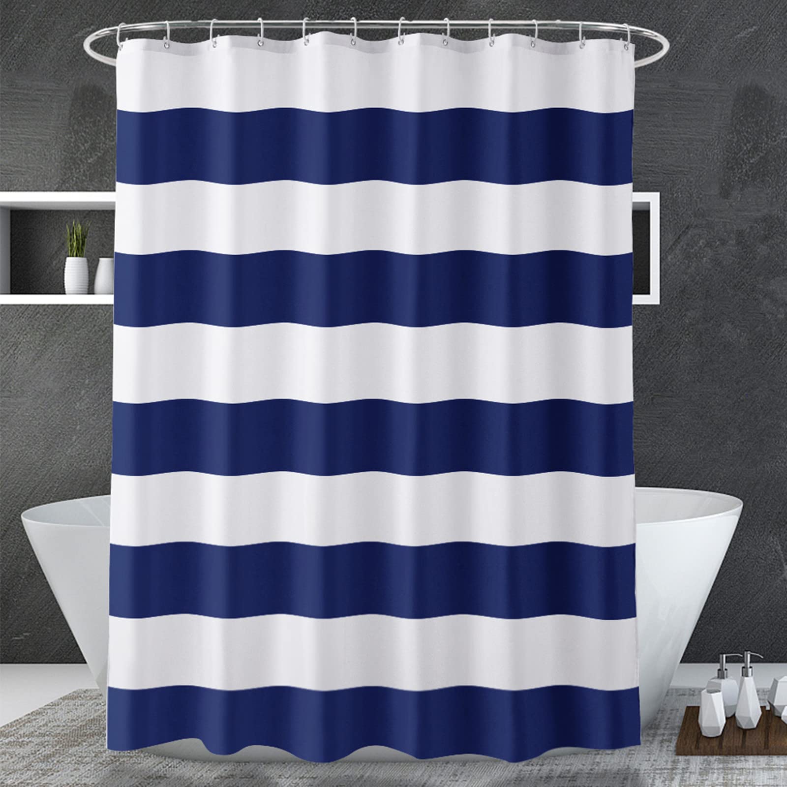 Navy Blue Shower Curtain Strip - Shower Curtain Liner 评论和价格