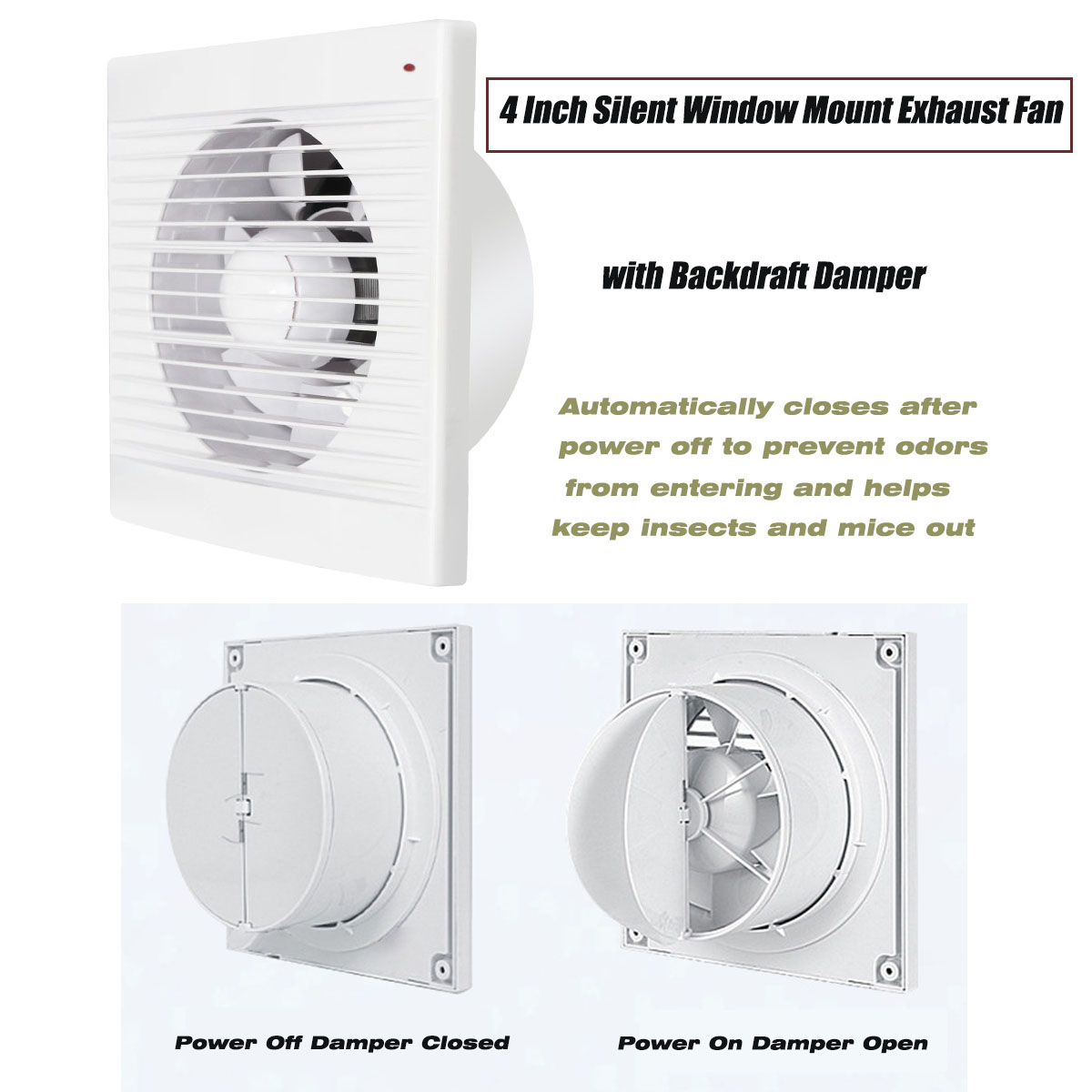 4 Inch Silent Window Mount Exh - Home Bathroom Vent 评论和价格