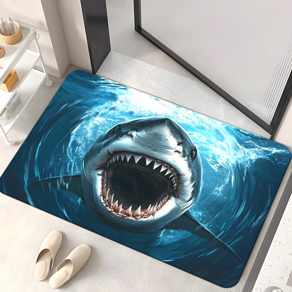 Durable Shark Print Doormat Ma - Home Bathroom Decor Ideas 评论和价格