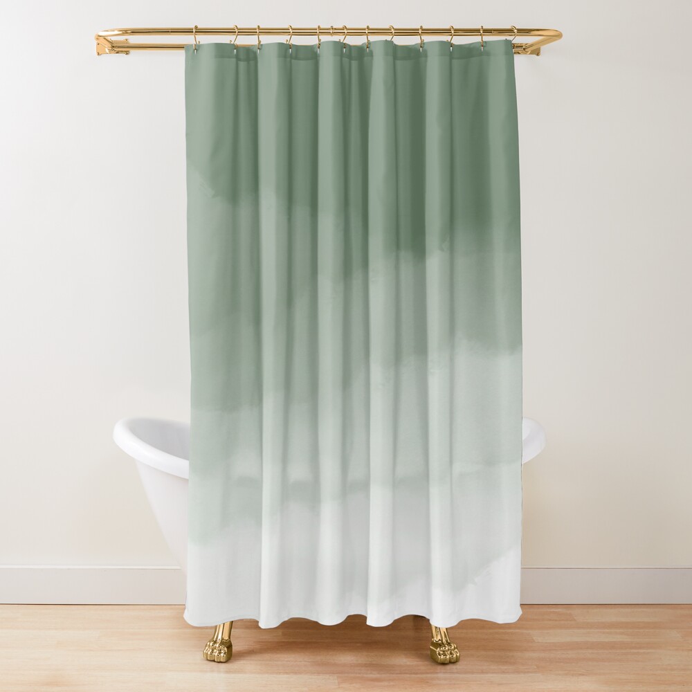 Sage Green Watercolor Ombre Sh - Shower Curtain Liner 评论和价格