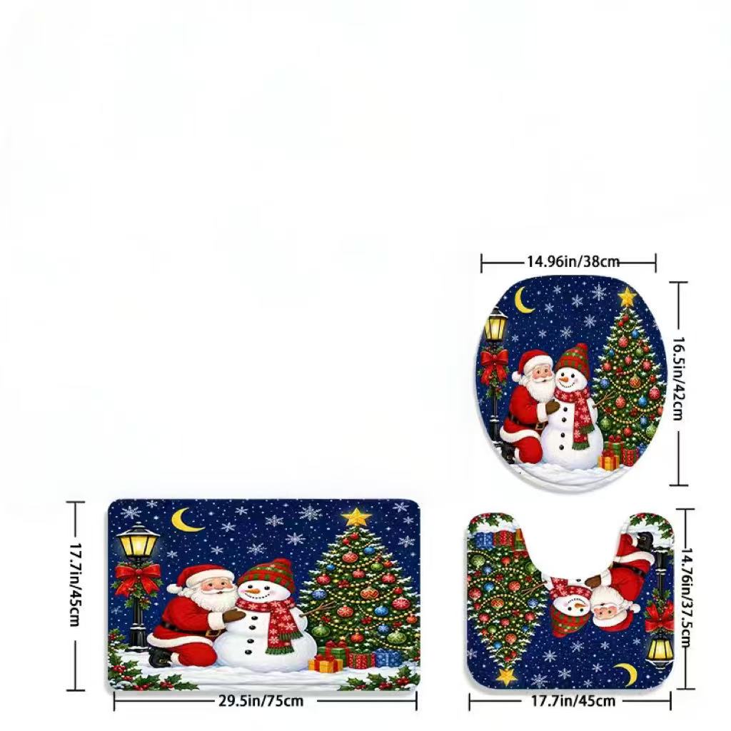 3Pcs Christmas Bathroom Rug Se - Home Bathroom Scene 评论和价格