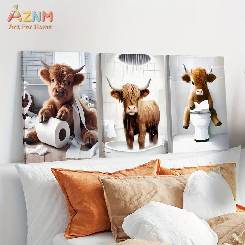 AZNM Funny Highland Cow Bathro - Home Bathroom Scene 评论和价格