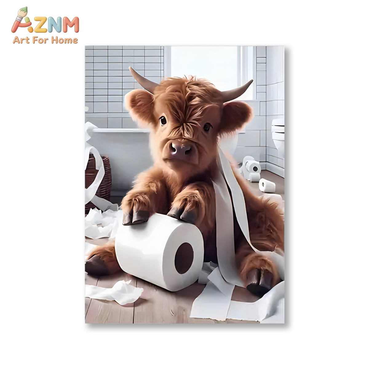 AZNM Funny Highland Cow Bathro - Home Bathroom Scene 评论和价格