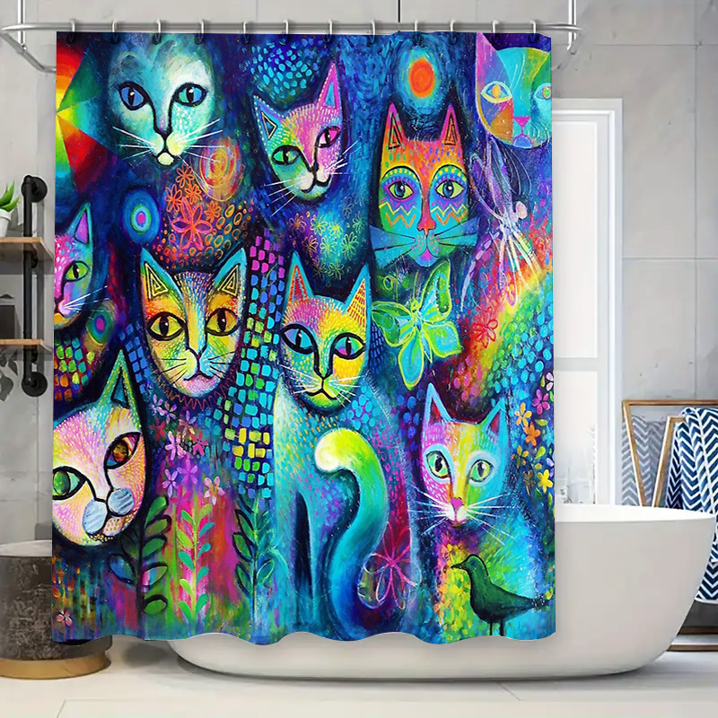 Cat Shower Curtain Artistic An - Home Bathroom Decor Ideas 评论和价格