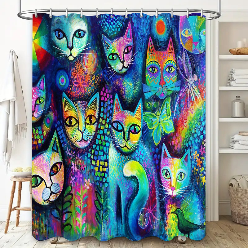 Cat Shower Curtain Artistic An - Home Bathroom Decor Ideas 评论和价格