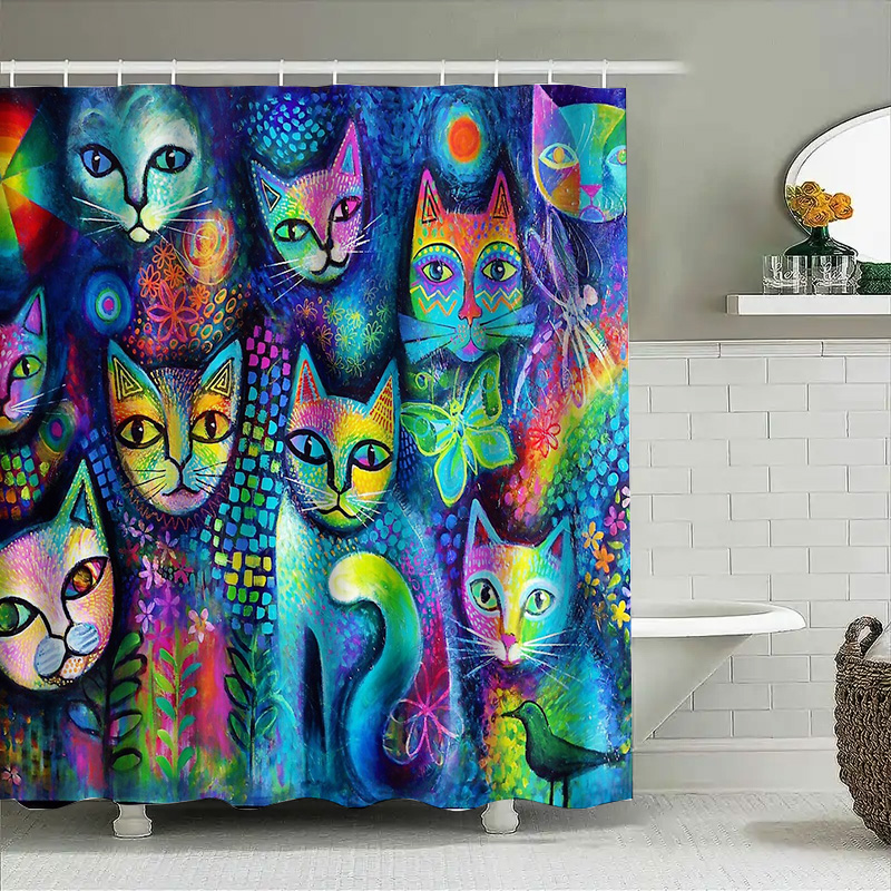 Cat Shower Curtain Artistic An - Home Bathroom Decor Ideas 评论和价格