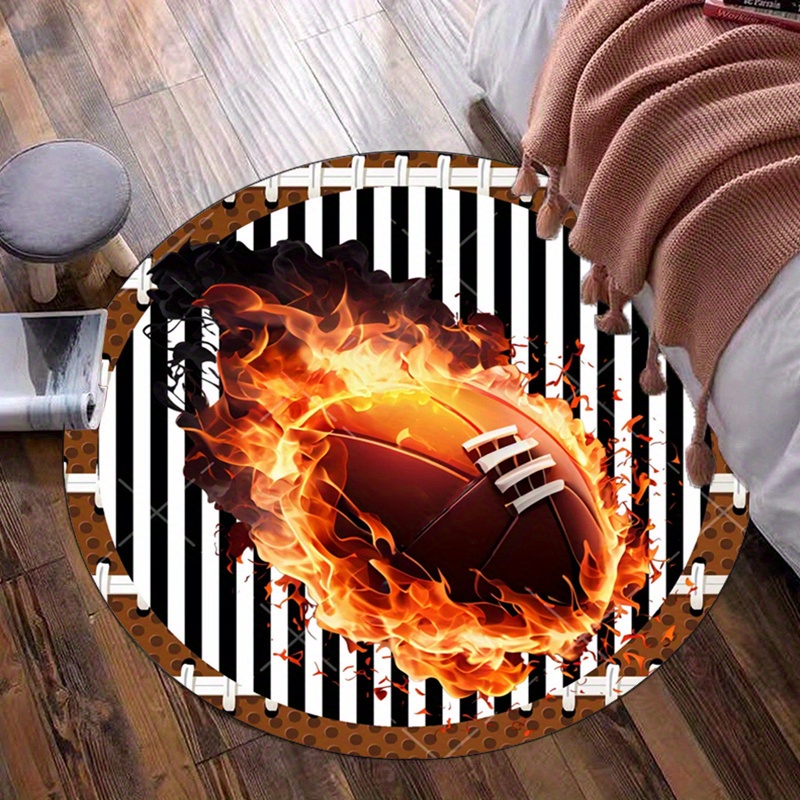 Flaming Football Round Rug for - Home Bathroom Decor Ideas 评论和价格