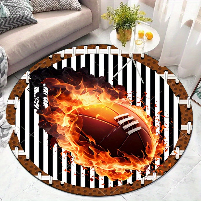 Flaming Football Round Rug for - Home Bathroom Decor Ideas 评论和价格