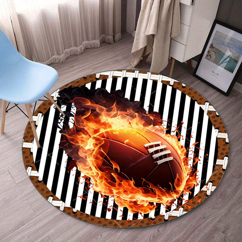 Flaming Football Round Rug for - Home Bathroom Decor Ideas 评论和价格