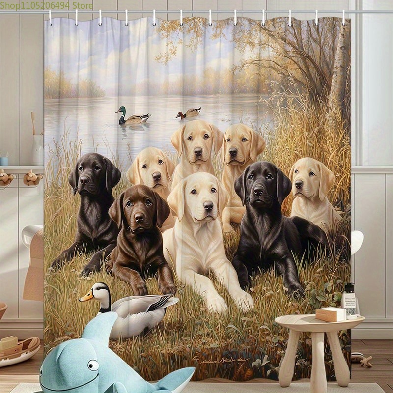 Labrador Dog Family Shower Cur - Home Bathroom Decor Ideas 评论和价格