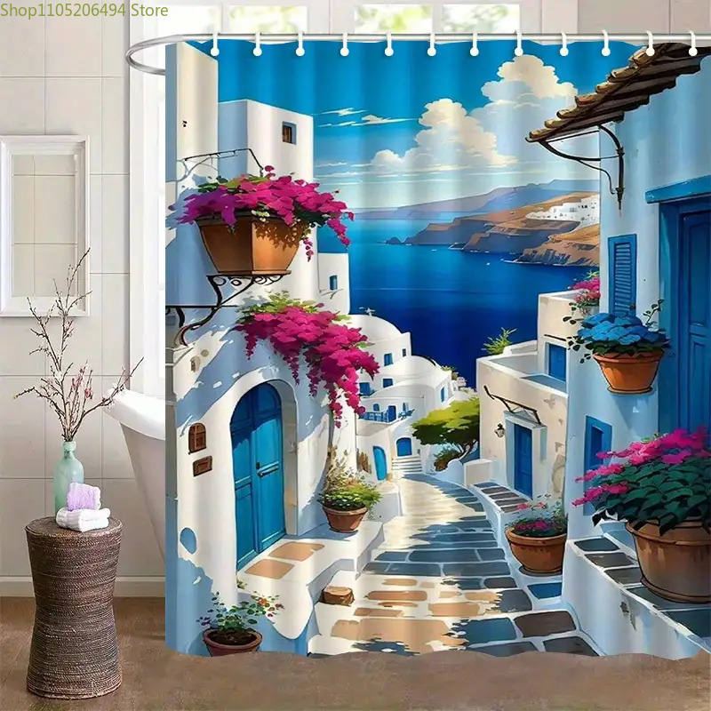 Santorini Greek Island Shower  - Home Bathroom Decor Ideas 评论和价格