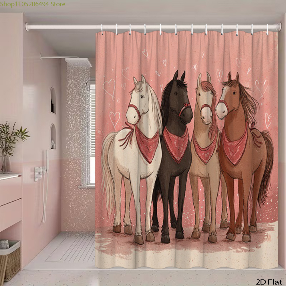 Cute Horses Shower Curtain, Ca - Home Bathroom Decor Ideas 评论和价格